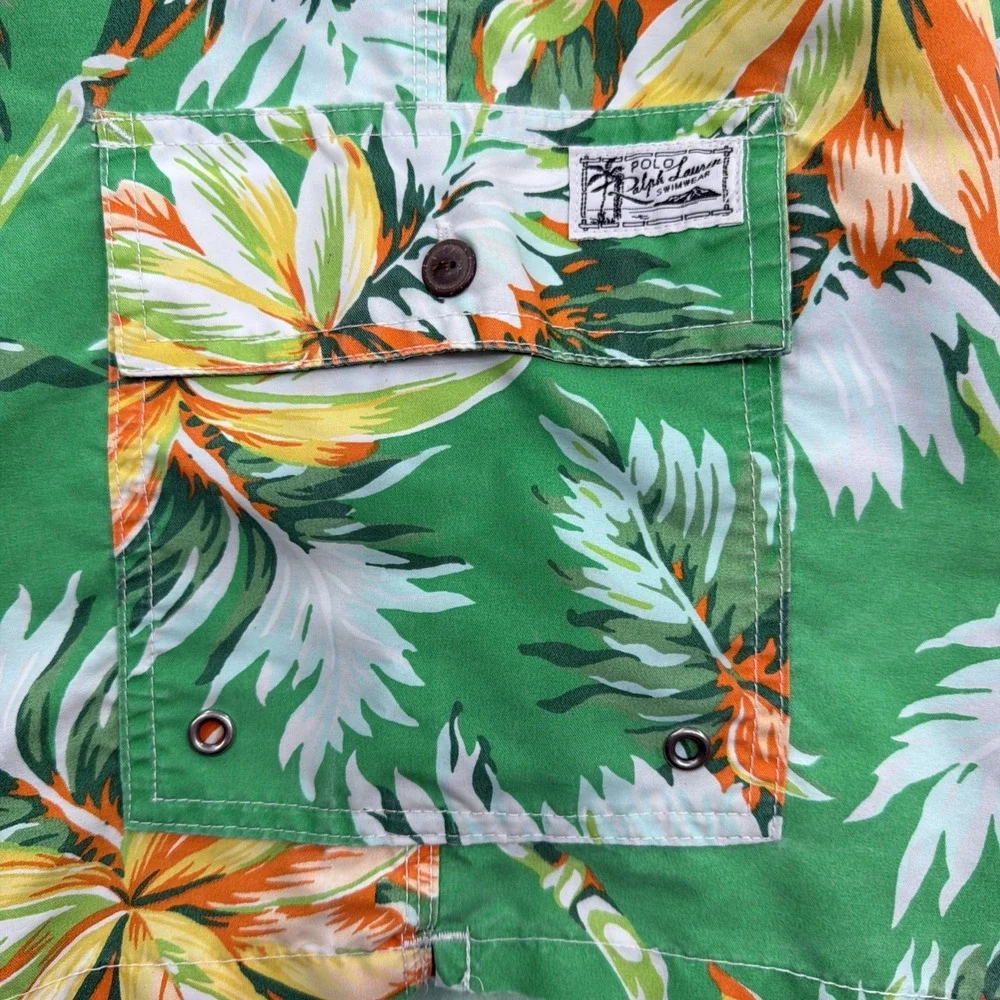 POLO RALPH LAUREN MEN'S SWIM CARGO SHORTS SIZE XL HAWAIIAN FLORAL ALOHA BEACH